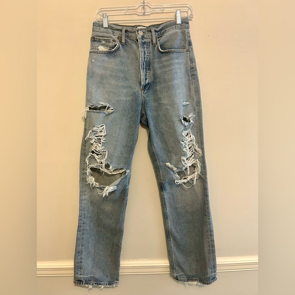 Agolde Distressed 100% Organic Cotton Blue Jeans Sz 26 2 Small
